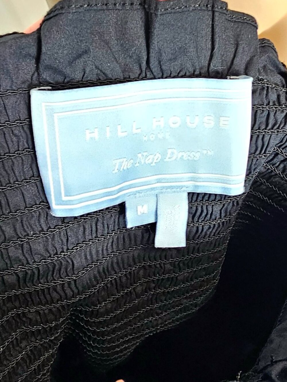 Hill House Home Ellie Nap Dress Black Size M Smocked Tiered Midi Ruffle Pockets - Picture 9 of 9